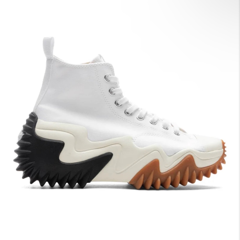 White and Black High-Top Sneakers